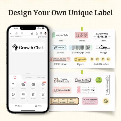 NIIMBOT D110 Mini Label Maker Machine with Tape(Pre-Cut Size 12x40mm), Portable Bluetooth Sticker Printer, Inkless Automatic Feeding One-Touch Custom Printing, Compatible with Phone Only