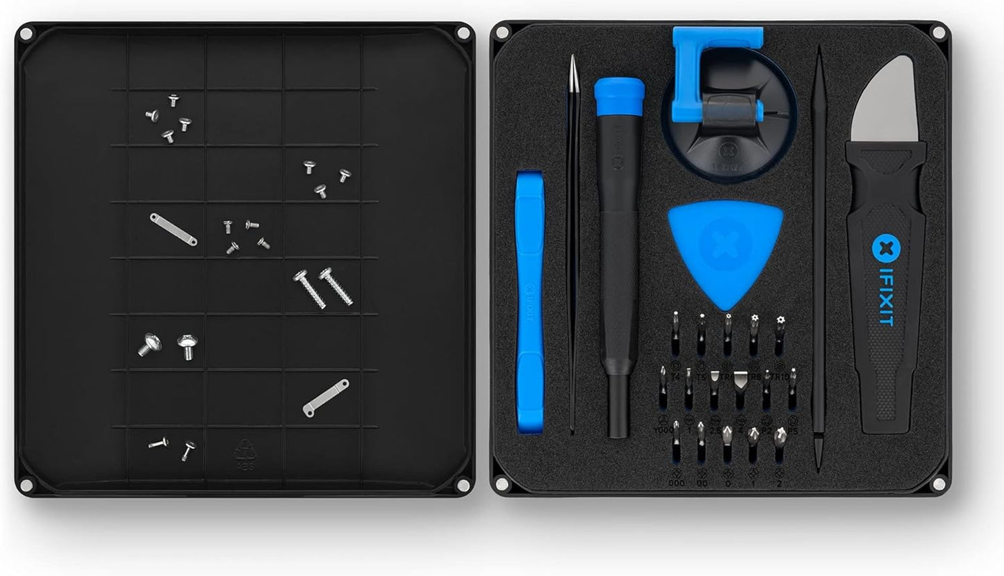 iFixit Essential Electronics Repair Toolkit with Precision Screwdriver – Compact PC, Laptop & Phone Repair Tool Set with Magnetic Bits - PuriLite