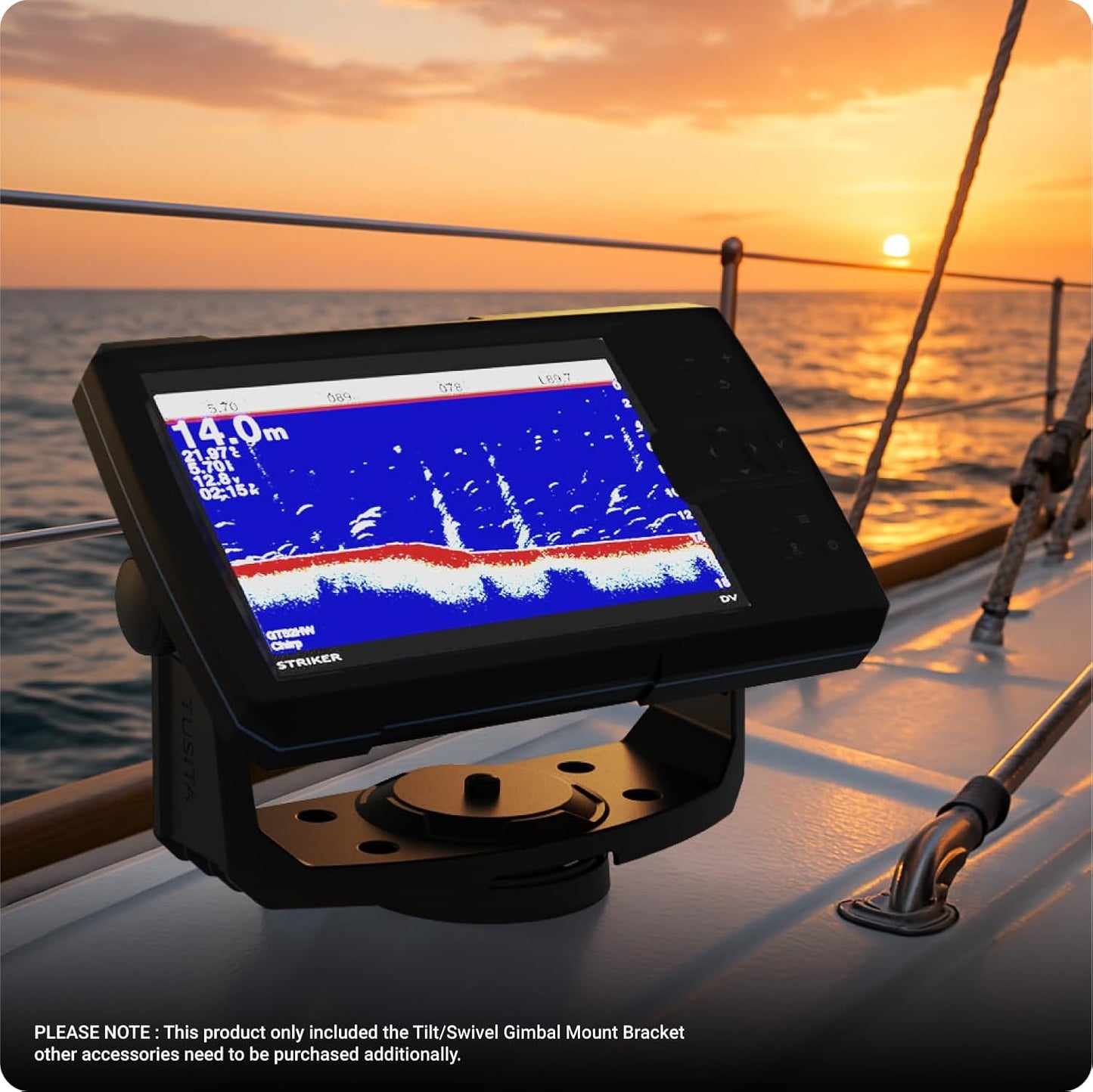 TUSITA Fish Finder Tilt/Swivel Gimbal Mount Bracket and Knobs Compatible with Garmin Striker 5cv 5dv 7cv 7dv 7sv,Vivid 5cv 7cv 7sv,ECHOMAP UHD2 5" 7" cv 010-12439-01