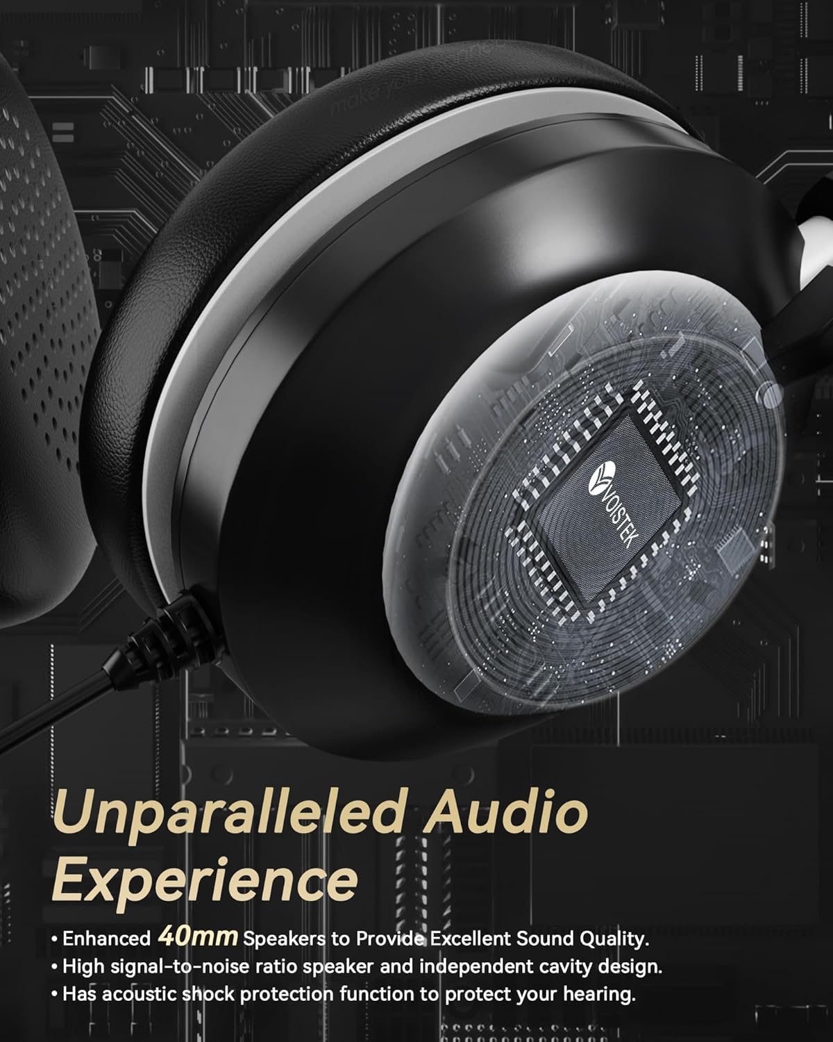 Voistek Computer HeadphonesWired USB C/3.5MM/USB Headset; with Noise Cancelling Microphone & Volume Controls Compatible with PC,Laptop,Mac,iPad,Home,Office,Meeting,Skype,Zoom(882F)
