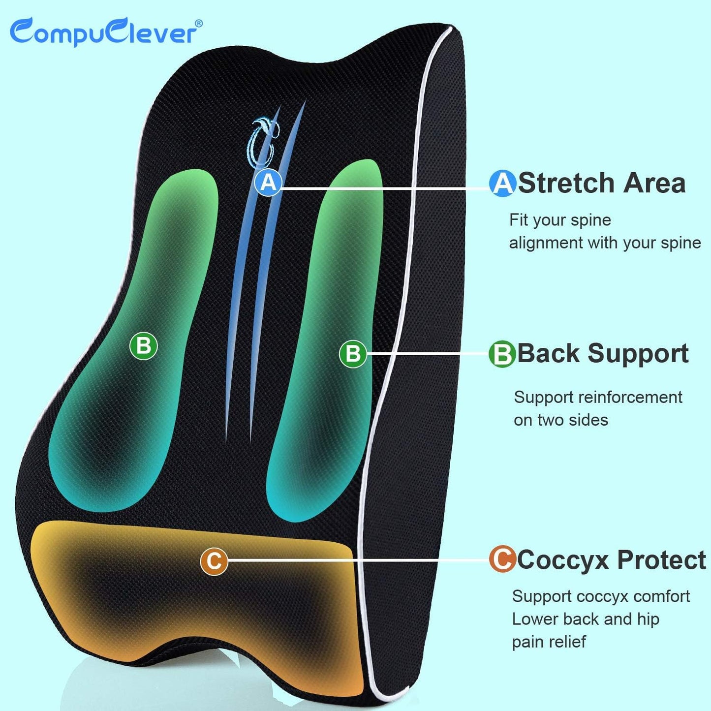 Lumbar Support Pillow for Office Chair Car Lumbar Pillow Back Cushion with 3D Mesh Cover, Lower Back Pain Relief Memory Foam Ergonomic Orthopedic Back Rest for Gaming Chair Desk Wheelchair Recliner…