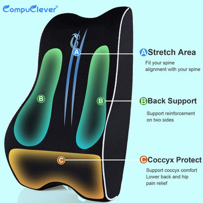 Lumbar Support Pillow for Office Chair Car Lumbar Pillow Back Cushion with 3D Mesh Cover, Lower Back Pain Relief Memory Foam Ergonomic Orthopedic Back Rest for Gaming Chair Desk Wheelchair Recliner…