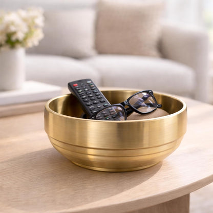 Gold Decorative Bowl | Stainless Steel Flower Bowl | Metal Key Bowl | Modern Candy Dish | Entryway Accent Bowl