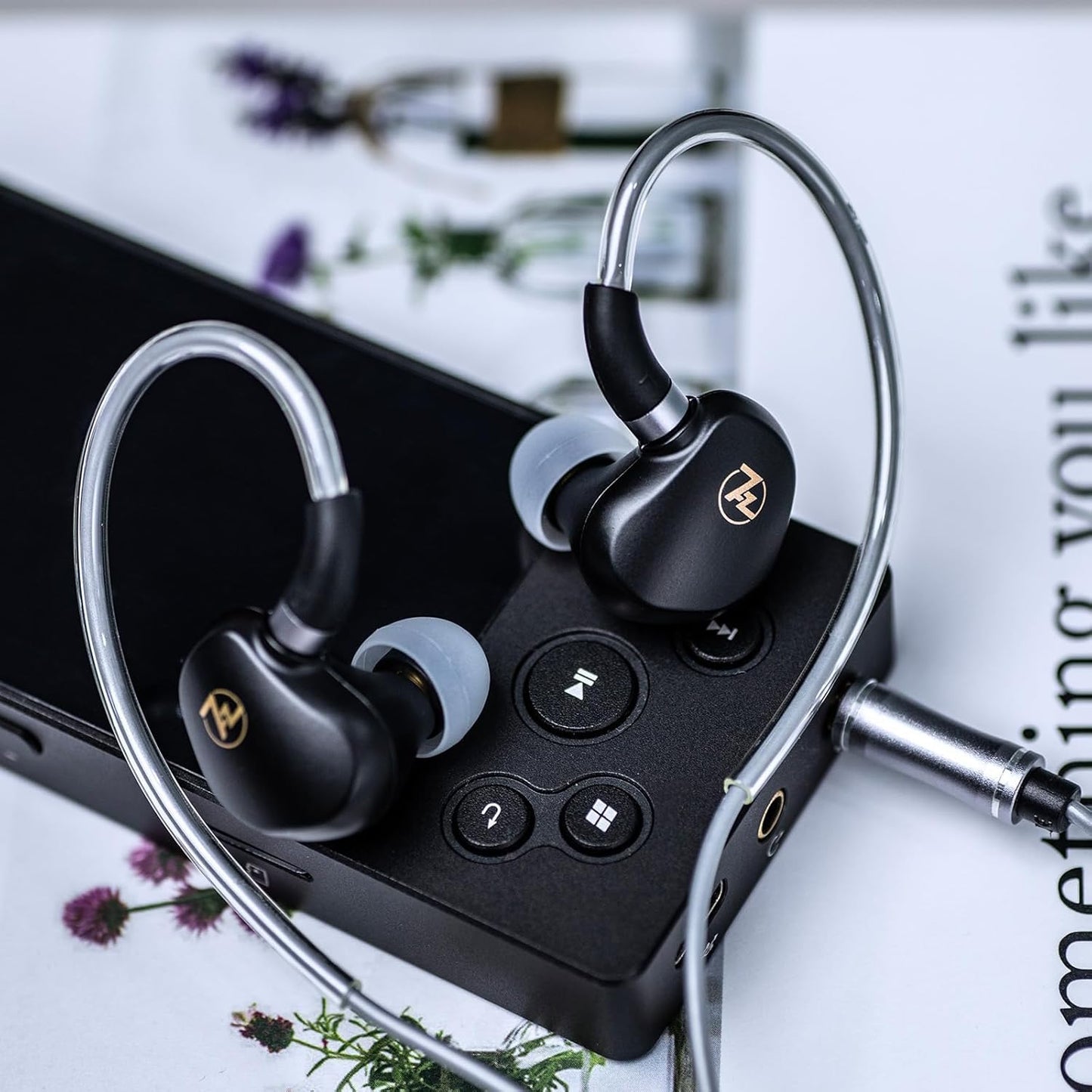 Linsoul 7HZ G1 in-Ear Monitor, 10mm DLC Diaphragm Dynamic Driver IEM Earphone, Wired Gaming Earbuds with Detachable OFC Silver-Plated Cable for Musician Audiophile (3.5mm No Mic, Black)