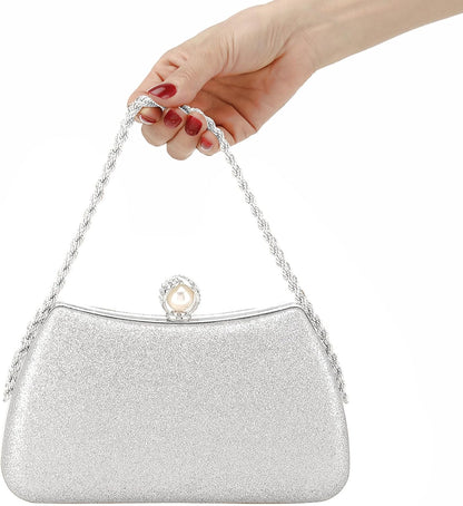 Buric Evening Clutch Bag for Women Glitter Shiny Dress Purse Wedding Bride Handbags Evening Clutches for Cocktail Party