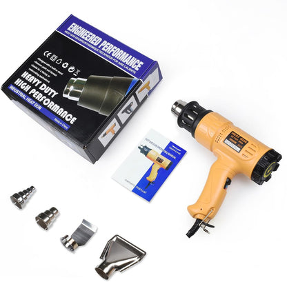 SEEKONE Heat Gun 1800W 122℉-1202℉（50℃- 650℃） Fast Heating Heavy Duty Hot Air Gun Kit Variable Temperature Control Overheat Protection with 4 Nozzles for Crafts, Shrinking PVC, Stripping Paint(5.2FT)