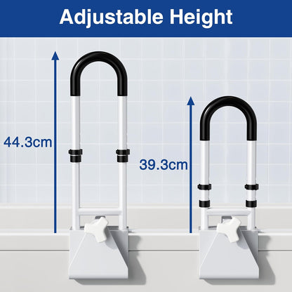 Adjustable Bathtub Safety Rail: Shower Grab Bar Handle for Seniors, Elderly, and Disabled, Fits 3 to 7 Inch Tub Walls, Bathroom Safety Bars with Non-Slip Grip, Supports 300 lbs