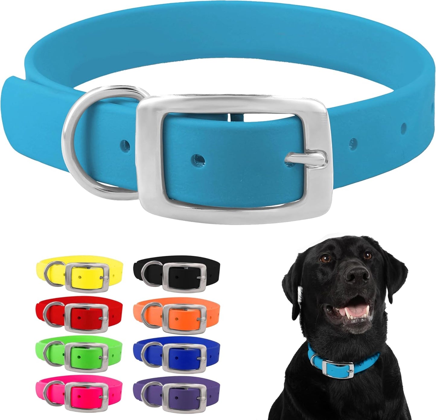 Regal Dog Products Large Pink Waterproof Dog Collar with Heavy Duty Double Buckle & D Ring | Vinyl Coated, Custom Fit, Adjustable Biothane Dog Collar | Chew Resistant Waterproof Collar for Dogs