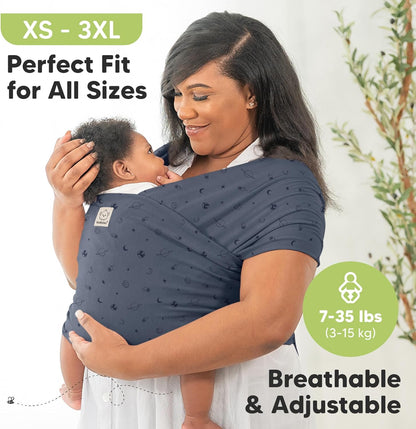 KeaBabies Baby Wrap Carrier - All in 1 Original Baby Carrier Newborn To Toddler Sling, Easy to Wear, Hands Free Bonding, Lightweight, Breathable Infant Wraps (Trendy Black)