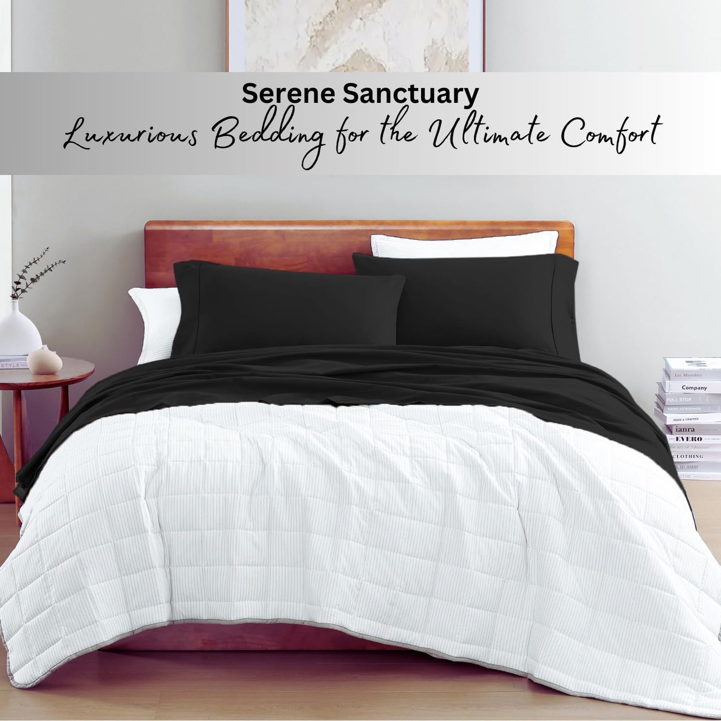 Lane Linen 100% Organic Cotton Queen Sheet Set, 4-Piece Percale Bed Sheets for Queen Bed - Soft, Breathable, Hypoallergenic, Deep Pocket Fits Mattress Up to 15" Deep, Hotel Quality Sheets - White