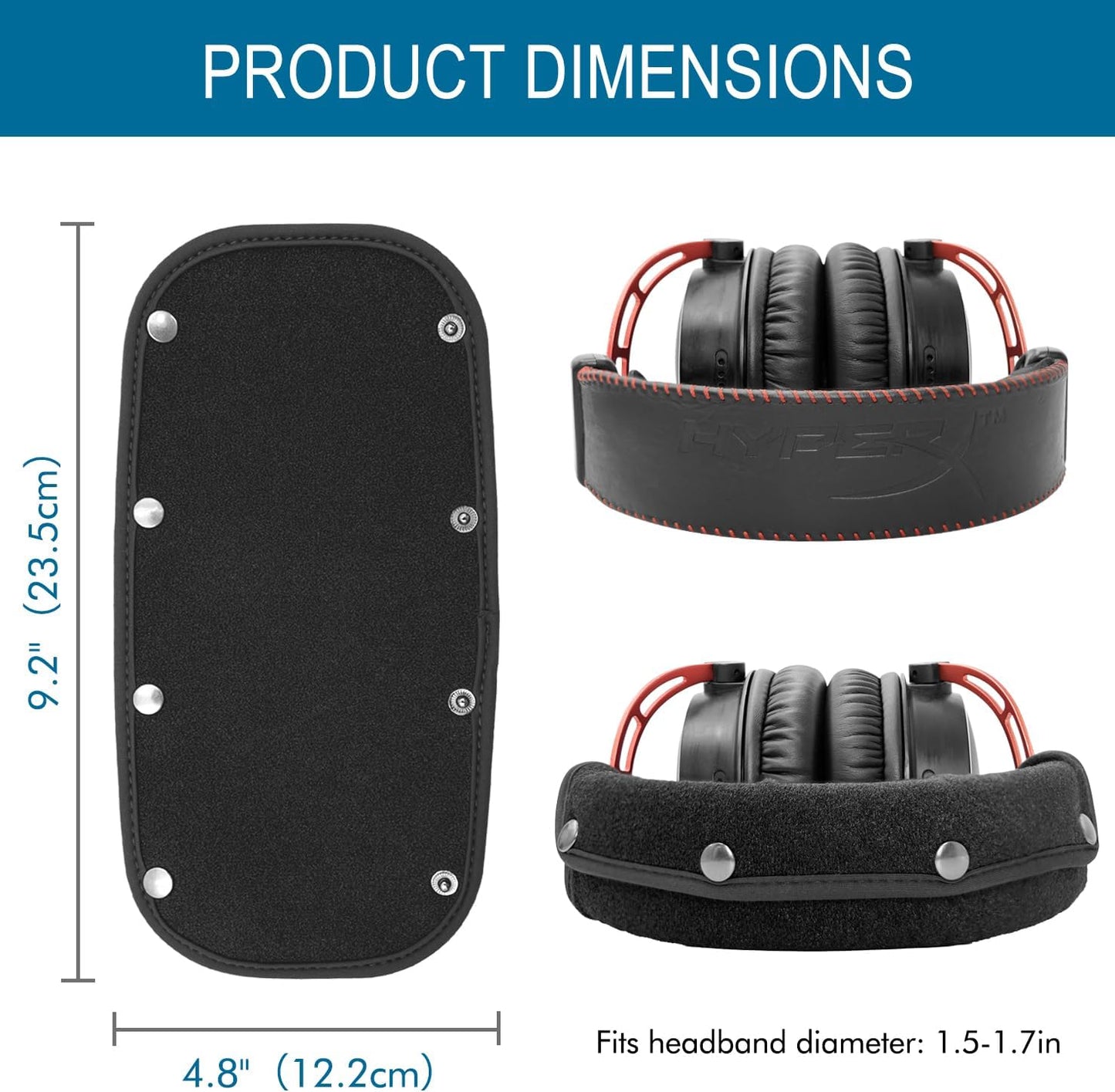 GEVO Replacement Headphone Headband Cover for HyperX Cloud & Alpha,Cloud 1/2/3/Pro,Cloud X/Core,Flight,Stinger Gaming Headset,Headband Cushion Easy Installation No Tool Needed-Velvet Black