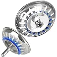 [2 Pack] IUYPKQ Kitchen Sink Strainer - Sink Drain Stopper - Kitchen Sink Plug with Anti-Clogging Basket - Bouchon Evier Cuisine