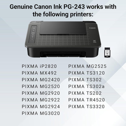 Canon PG-243 Black Ink Cartridge Compatible to printer iP2820 MX492, MG2420, MG2520, MG2920, MG2922, MG2924 MG3020, MG2525, TS3120, TS302, TS202 and TR4520