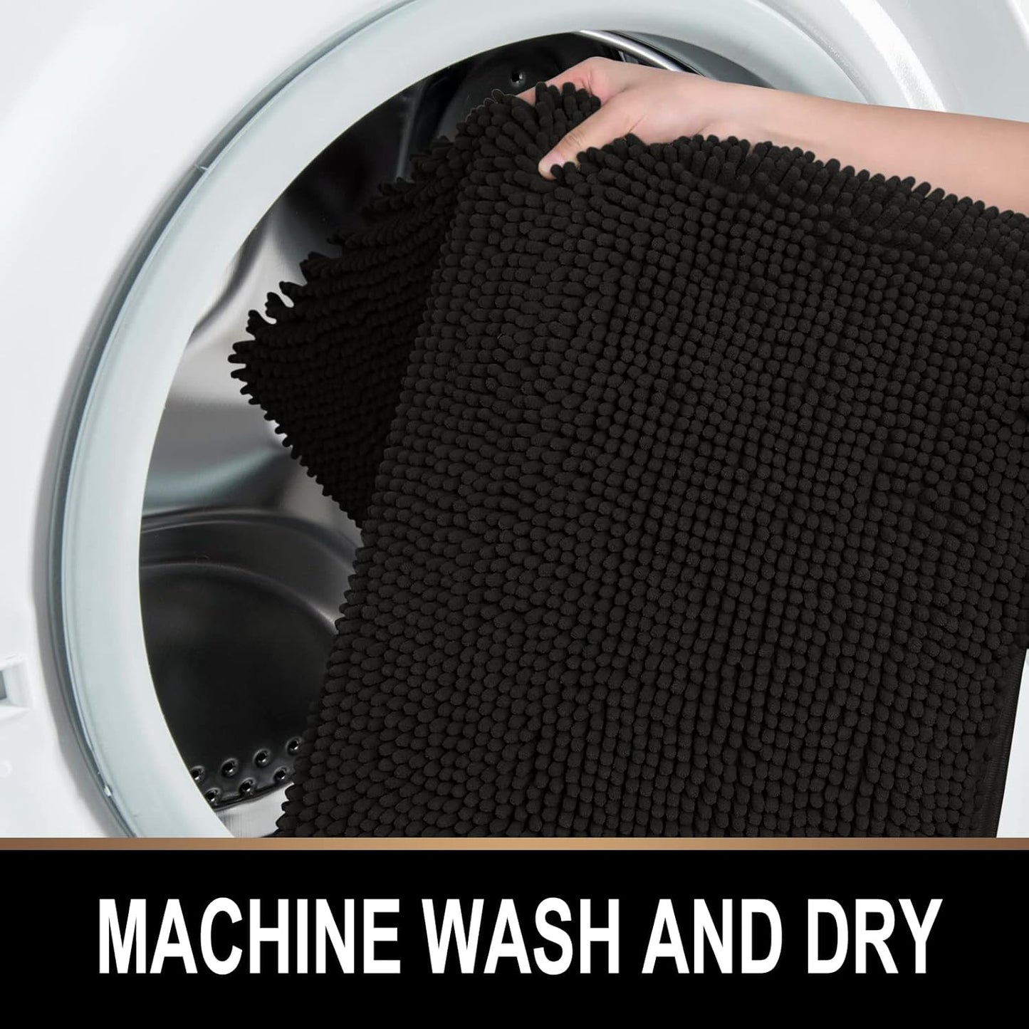 Soft Plush Chenille Bathroom Rug, Absorbent Microfiber Bath Mat, Machine Washable, Non-Slip Grip, Quick-Dry, Thick Shag Carpet Great for Bath, Shower Floor, Bedroom, or Door Mat (Beige, 17x24)