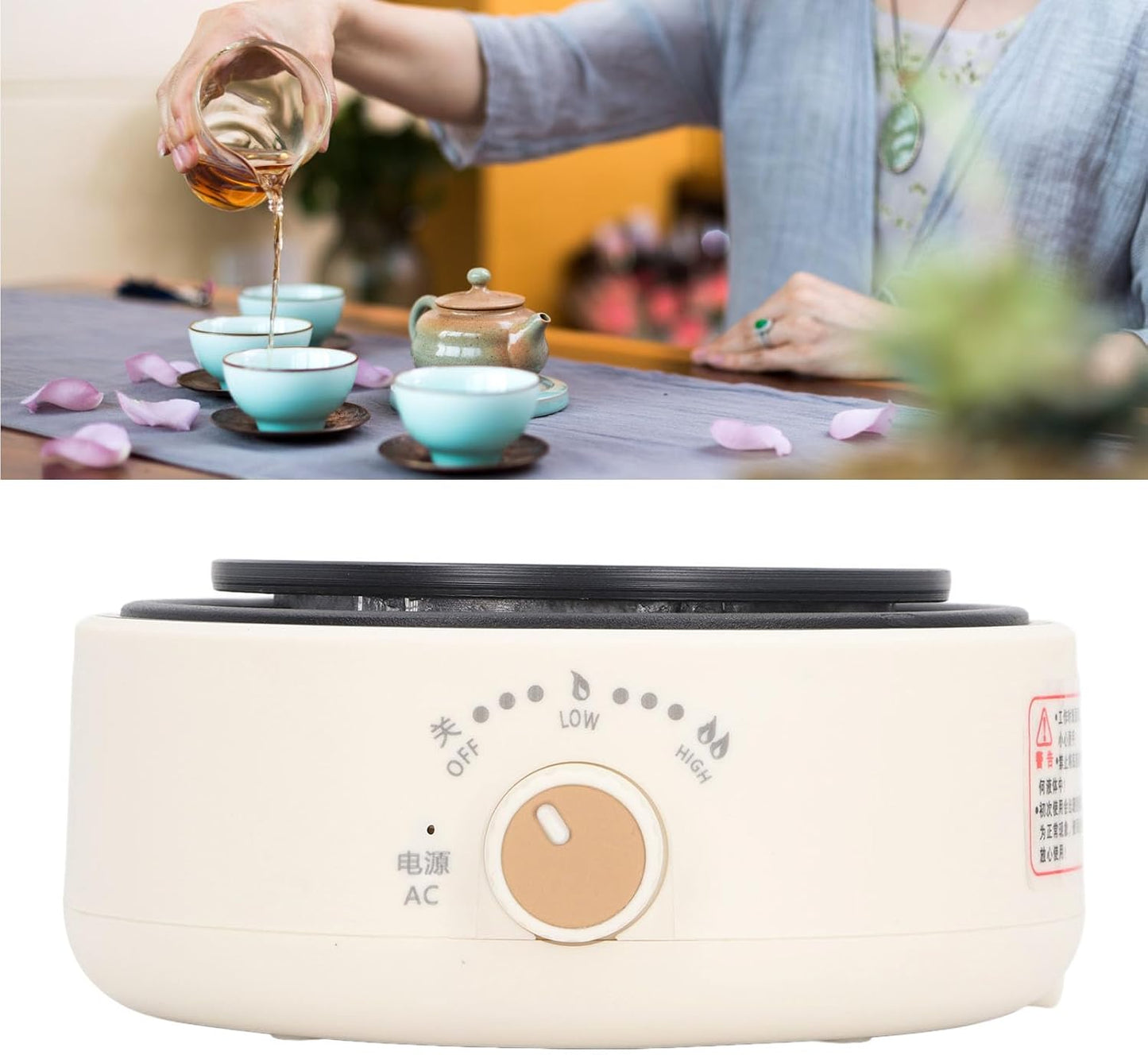 Electric Mini Stove Portable 4 Hot Plate 500W 110V Electric Ceramic Stove for Boiling Water, Making Tea and Coffee (Black)