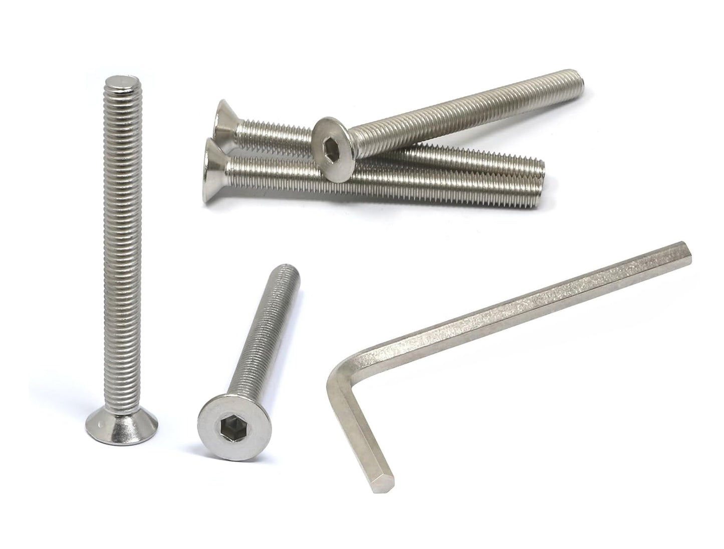 iexcell 5 Pcs M8 x 80mm Thread Pitch 1.25 mm Stainless Steel 304 Hex Socket Flat Head Cap Screws Bolts Kit