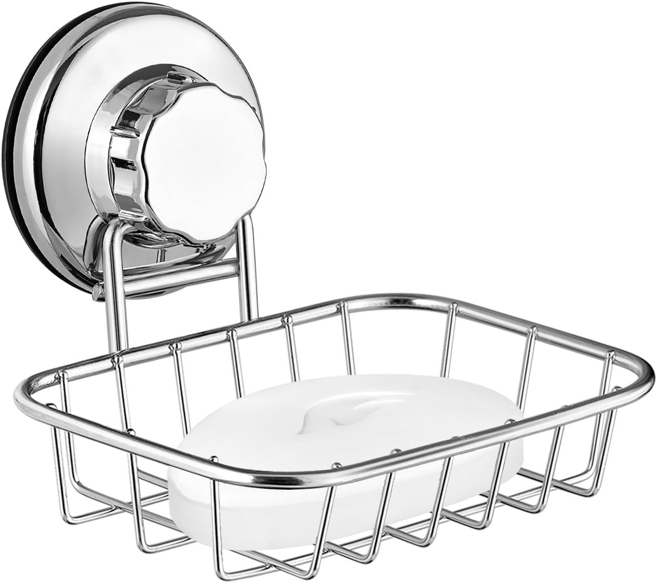 SANNO Vacumn Suction cups Shower Caddy Soap Dish Double Bath Hook-Bath Organizer Kitchen Storage Basket for Shampoo, Conditioner, Soap- Anti Rust stainless steel (set of 3)