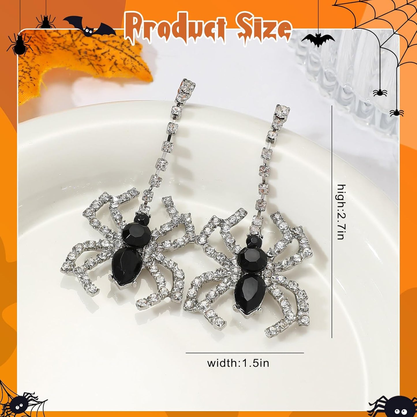 Spider Dangle Earrings for Women, Halloween Gothic Horror Jewelry, Spider Web Drop Earrings for Costume Party, Cosplay, Witch, Vampire Accessories
