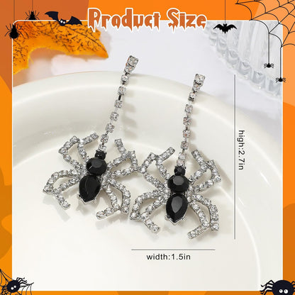Spider Dangle Earrings for Women, Halloween Gothic Horror Jewelry, Spider Web Drop Earrings for Costume Party, Cosplay, Witch, Vampire Accessories