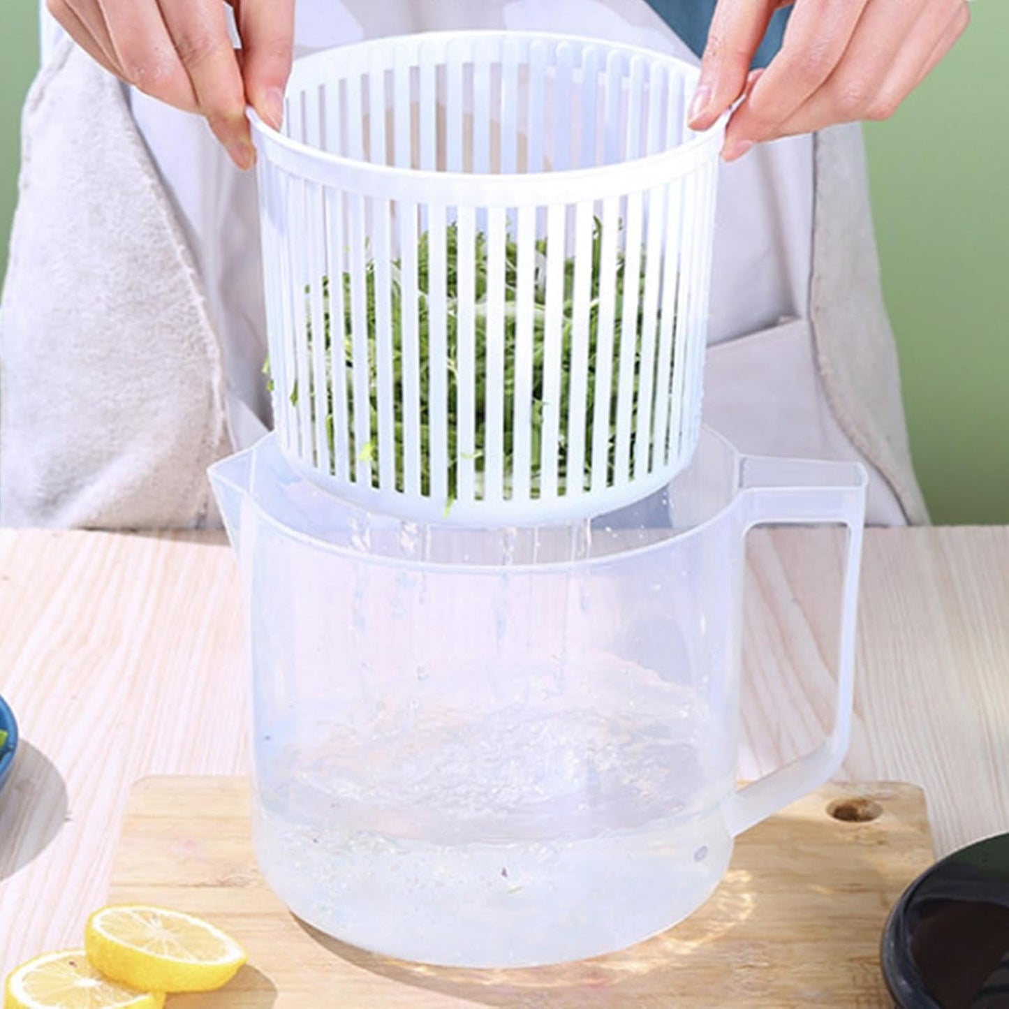 Fruit Cleaner Spinner - Fruit Dryer Spinner Vegetable Washer with Handle | Kitchen Gadgets, Fruit Washing Bowl for Fresh Crisp Clean Salad and Produce