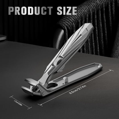 FERYES Angled Head Long Handled Toenail Clipper for Seniors - Large Wide Jaw Nail Clipper with Catcher for Thick Nails - Easier Trimming, Ergonomic Design (Black)
