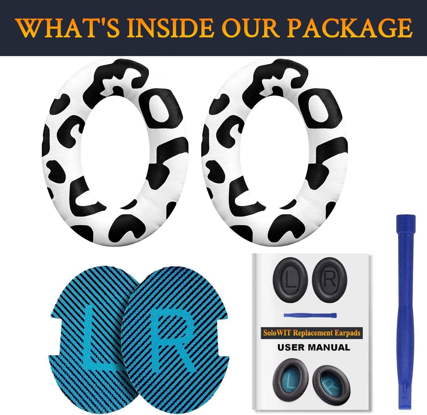 SoloWIT Earpads Cushions for Bose Headphones, Replacement Ear Pads for Bose QuietComfort 15 QC15 QC25 QC2 QC35/Ae2 Ae2i Ae2w/SoundTrue & SoundLink Around-Ear Series - QC25 PL Black&Blue