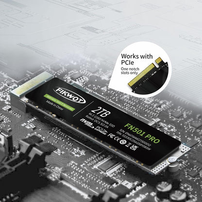 Fikwot FN970 2TB M.2 2280 PCIe Gen4 x4 NVMe 1.4 Internal Solid State Drive with Heatsink - Speeds up to 7,400MB/s, Configure DRAM Cache, Compatible PS5 Internal SSD