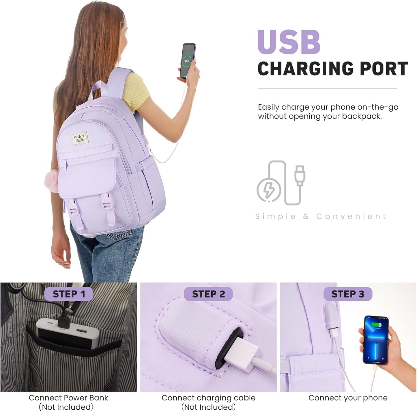 WINDARS School Backpack for Teen Girls, Cute College Backpacks for Women Students Aesthetic Bookbag Large 15.6 Inch Laptop Bag Middle School Travel Back Pack (Khaki Beige)