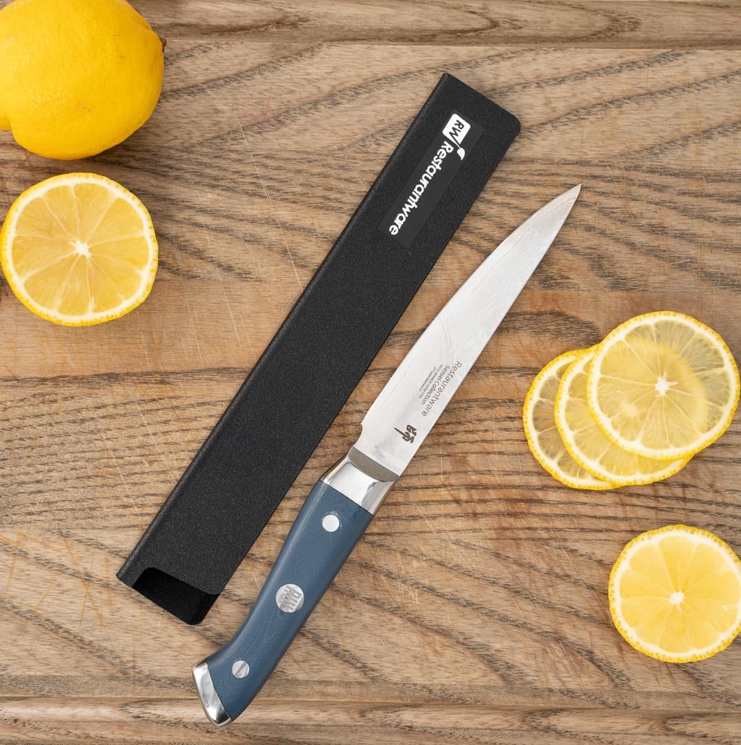 Sensei 8.5 x 1.4 Inch Knife Sleeve, 1 Knife Protector - Fits Fillet Knife, Felt Lining, Black Plastic Knife Blade Guard, Durable, Cut-Proof - Restaurantware