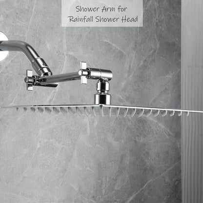 Shower Head Extension Arm, 6 Inch Adjustable Shower Arm Extender for Handheld/Fixed/Rain Shower Head, All Metal Showerhead Arm with G1/2 Universal Connector, Easy Installation, Brushed Nickel