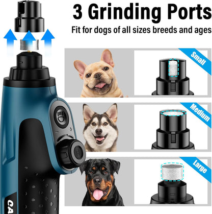 Casfuy Smart 6 Speed Dog Nail Grinder - Pet Nail Grinder with 2 LED Lights Super Quiet Rechargeable Electric Dog Nail Trimmer File Toenail Grinder for Large Medium Small Dogs (Red)