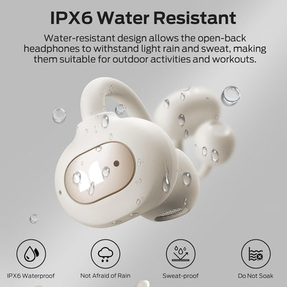 Monster Open Ear AC339 Headphones, Bluetooth 6.0 Earphones Stereo Sound, Open Ear Clip Wireless Earbuds 40 Hours Playback, with Smart Digital Display Design, Touch Control, IPX6 Waterproof,Beige