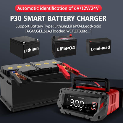 Lithium Lifepo4 Battery Charger,12V 24V Fully Automatic Car Battery Charger, 12 Volt-20A, 24 Volt-10A Trickle Charger maintainer, AGM Deep Cycle Battery Charger