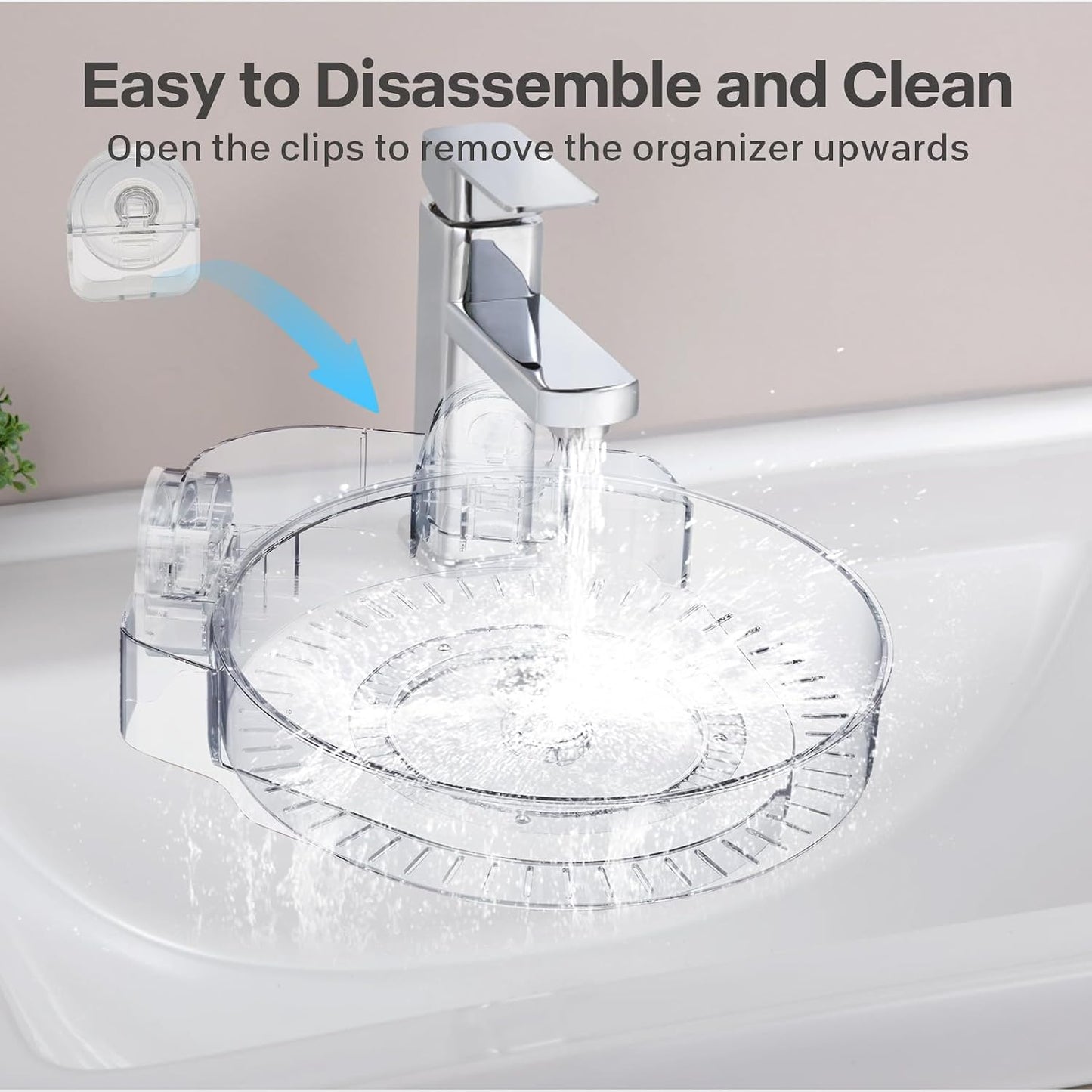 360° Rotating Corner Shower Caddy with Strong Suction Cups, Waterproof Bathroom Organizers and Storage Accessories, Easy to Install and Removable Shower Shelves for Vanity Kitchen Home