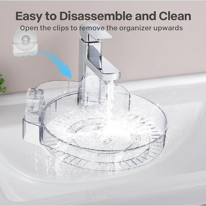 360° Rotating Corner Shower Caddy with Strong Suction Cups, Waterproof Bathroom Organizers and Storage Accessories, Easy to Install and Removable Shower Shelves for Vanity Kitchen Home