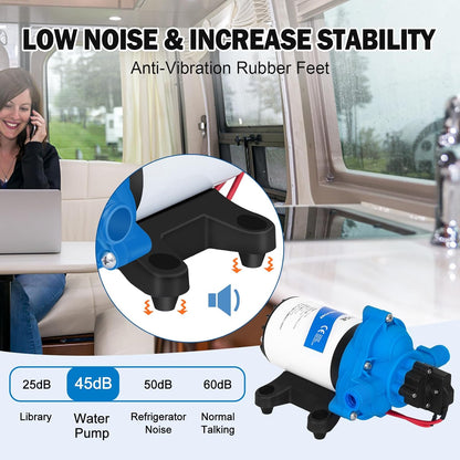DC HOUSE 12V RV Fresh Water Pump 3.0GPM 45 PSI 12Volt DC Water Pressure Diaphragm Pump On Demand for Camper Trailer Off-Grid Cottage Yacht House