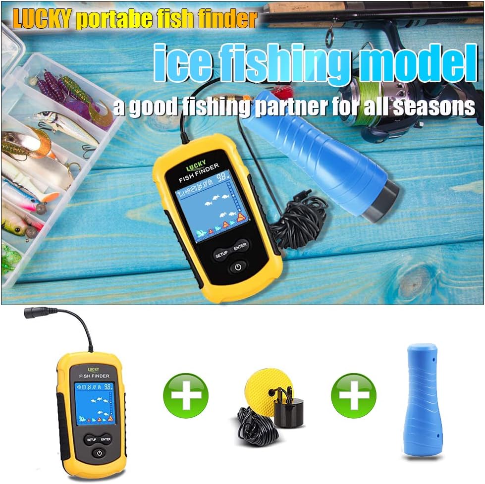 LUCKY Portable Fish Finder for Kayaks Hand held Depth Sounder Fish Detector Depth Finder Fish Finder ice Fishing Boat Fishing Gifts for Men Women