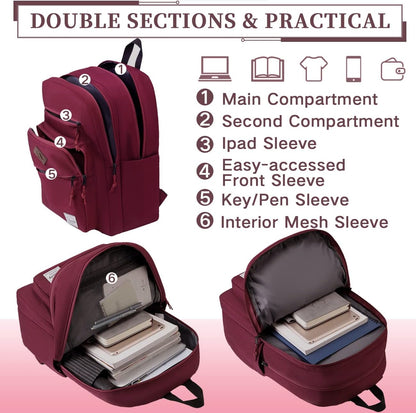 School Backpack for Men Women,Vaschy Lightweight School Bag Bookbag Casual Daypack for High School/College/Teens/Travel/Work