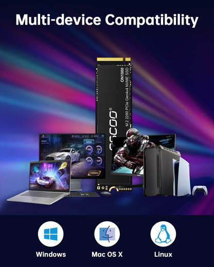 OSCOO 1TB NVMe SSD – M.2 2242 PCIe Gen4x4 Internal Solid State Drive, Up to 5400MB/s Read & 4900MB/s Write, 3D NAND, Compact High-Speed Storage for Ultrabooks, Mini PCs, Embedded Systems - ON1000B