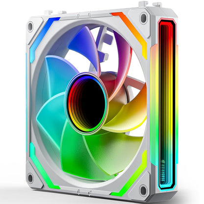 AsiaHorse COSMIQ-Black 120mm PC RGB Fans, 5V 3-PIN Connector Daisy Chain FDB PWM Computer Case Fans with RGB Controller for Cases CPU Liquid Coolers, 3Pack (Black) (White, 3_Pack_Forward_Blade)