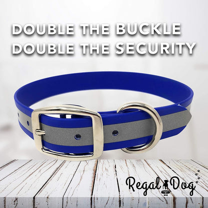 Regal Dog Products Heavy Duty Reflective Dog Collar – Adjustable and with Durable Metal Buckle and Rings Anti-Odor, chew Resistant, Waterproof Dog Collar for Small Medium and Large Dogs (Large, Pink)