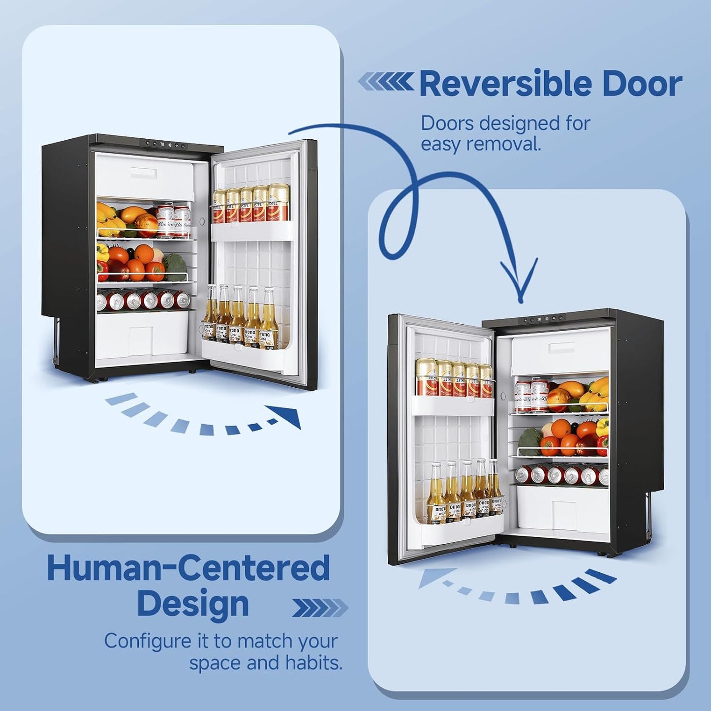 BODEGACOOLER 12V Fridge, RV Refrigerator, 12 Volt Fridge Freezer 83L, 2.9 Cu.Ft Dual Zone Car Refrigerator with Reversible Door,Lock, -4 to 46℉ APP Control Electric Cooler for Travel Outdoor Camping