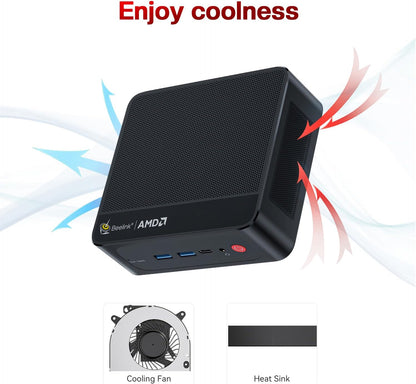 Beelink Mini PC SER5 MAX with AMD Ryzen 7 6800U, 32GB LPDDR5 1TB NVMe M.2 SSD, DP/HDMI/Type-c Triple Display Output,WiFi6,1000M LAN, BT5.2, W-11 Mini Computer