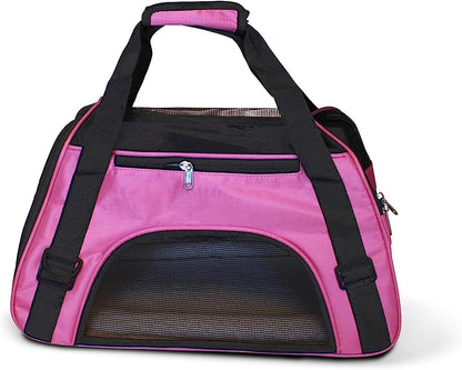 LuggageKing Soft-Sided Pet Carrier Travel Bag - Dog Carrier for Very Small Dogs, Medium-Sized Cat Carrier - Shoulder Strap, Buckle Zippers (M) (Dark Grey)