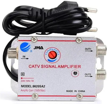 Adjustable 1 in 2/3/4/6/8 Out Cable TV Splitter Amplifier 20dB Digital TV Antenna Signal Booster(1 in 6 Out)