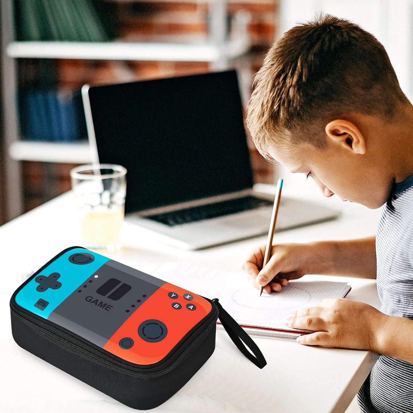 Gamer Pencil Case for Boys, Large Cute Pencil Pouch for Kids Teens with Handle, Sturdy School Supplies Marker Pen Organizer, Big Pen Box Pouch Pencil Bag for Art Office Student School Supply