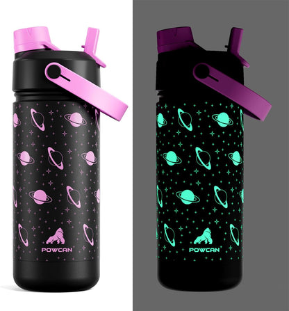POWCAN 26 oz Insulated Water Bottle with 2-in-1 Straw and Spout Lid, Keep Cold 24H, Leak-Proof, Fits in Car Cup Holder, Stainless Steel Water Bottle for Sports, Travel, and School (Cotton Candy)