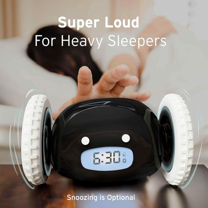 CLOCKY Extra Super Loud Alarm Clock for Heavy Sleepers Adults Kids Teens Bedroom, Move Jump Roll Run Away Easy to Set Smart Digital Alarm Clock Funny Gag Gift (Chrome)