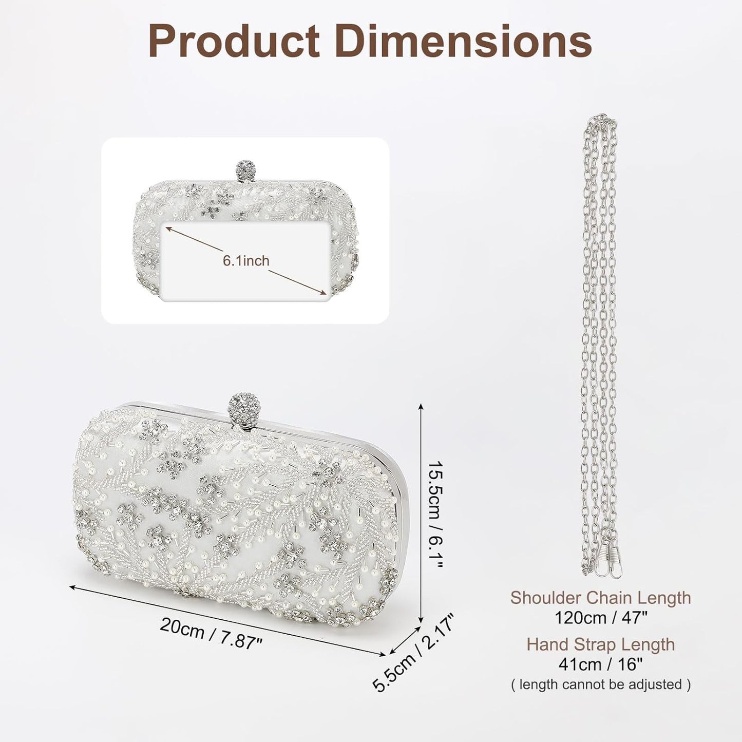 DTGN Evening Bags Clutch Purses for Women Formal, Bridal Purses Rhinestone Handbags Shoulder Bag with Chain Sparkly