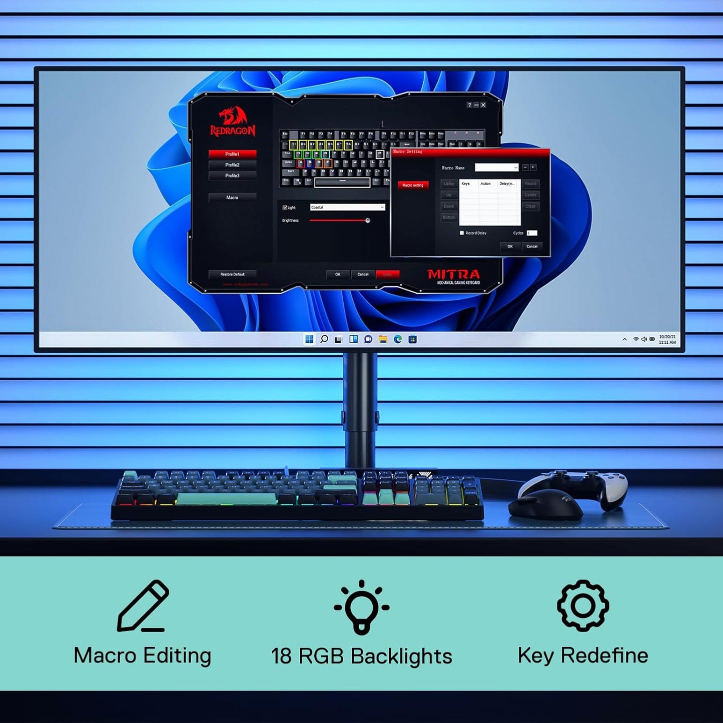 Redragon K582 SE Wired RGB Gaming Keyboard, 104 Keys Mechanical Keyboard w/Upgraded Hot-swappable Socket, Noise Dampening Kit, Mixed Color PBT Keycaps, Linear Red Switch